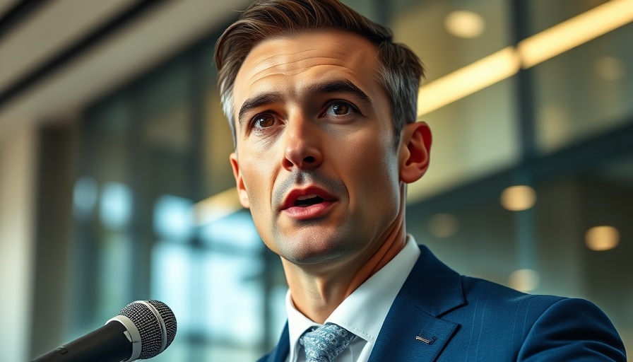 Focused man in blue suit discussing private lending risks.