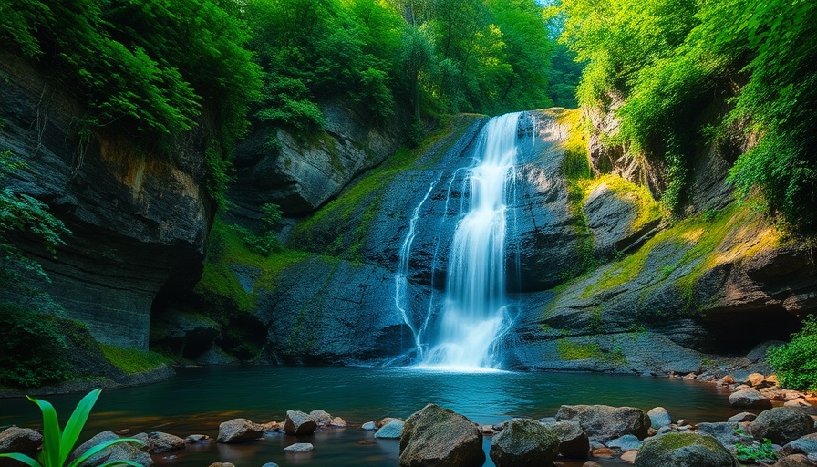 Arkansas Waterfalls Trails with scenic waterfall and lush greenery.