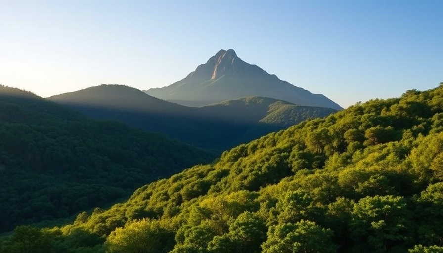 Arkansas forest with mountain peak, showcasing RV travel unexpected surprises.