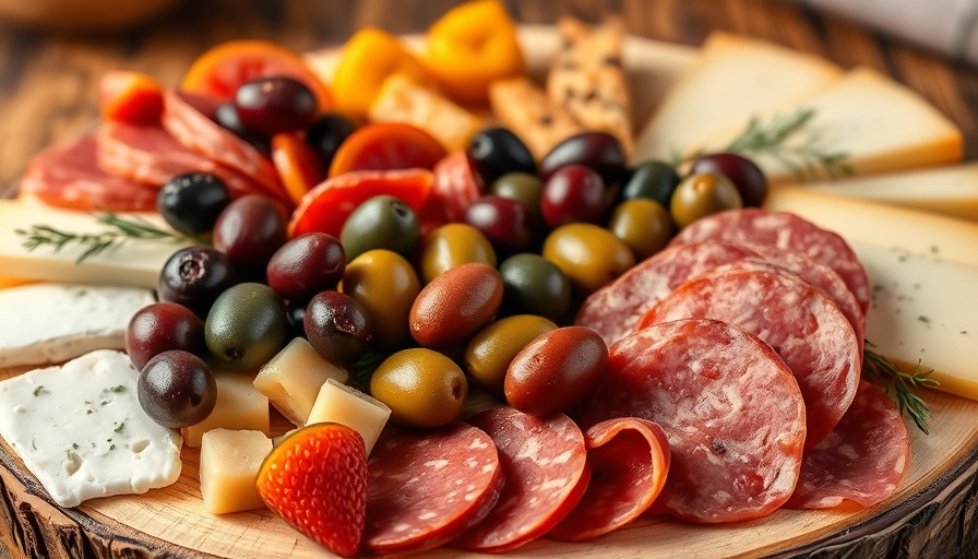 Elegant charcuterie board with olives, cheeses, and salami - be boujee in the woods.