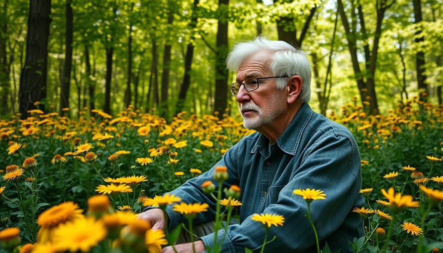 Thoughtful elderly man sitting in a forest, Depression in RV Living