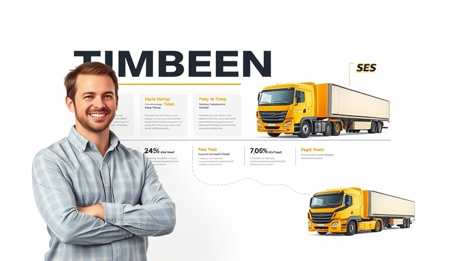 Confident man with Timbren SES Helper Springs solution and truck graphic.