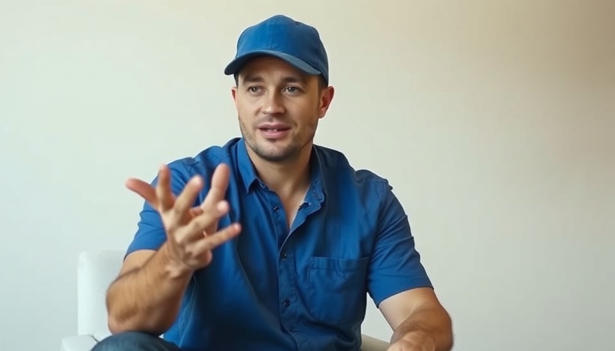Casual man gesturing while sitting indoors discussing.