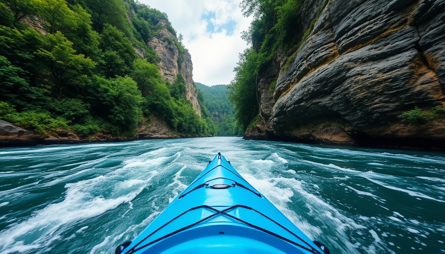 Kayaking on Buffalo National River with lush scenery.
