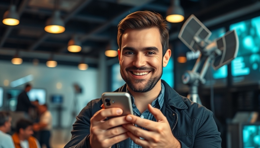 Smiling man promoting T-Mobile Starlink Satellite Messaging.