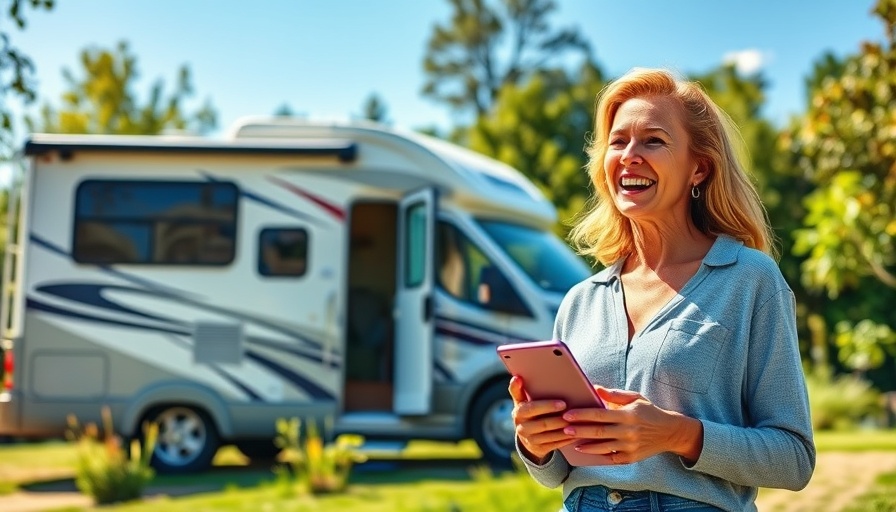Woman discussing best internet for RV living in outdoor setting.