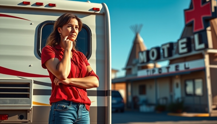 RVs Are A Waste of Money concept with woman and tipi motel.