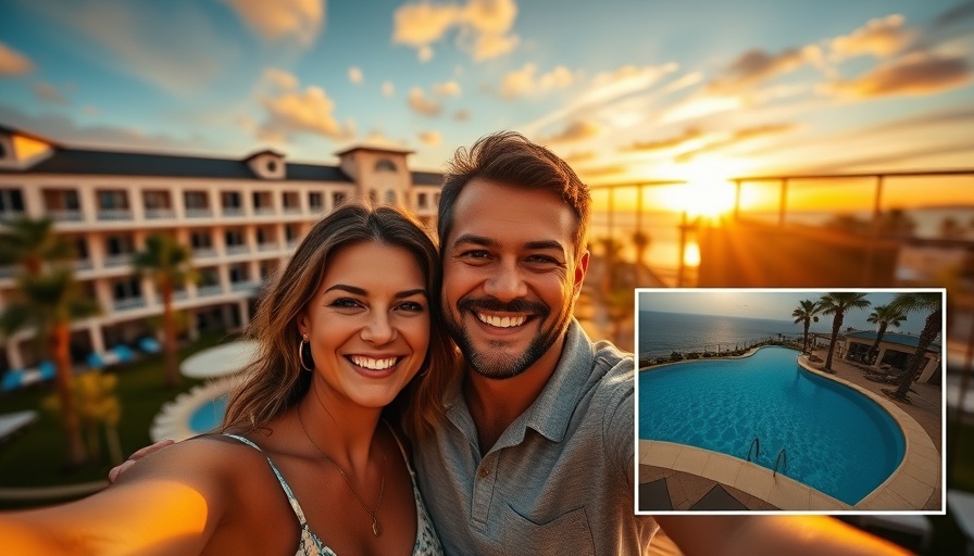 Happy couple at Harrah's Ak-Chin Casino Resort with sunset.