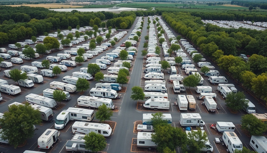 Aerial view of RVs in a lot reflecting industry quality concerns.