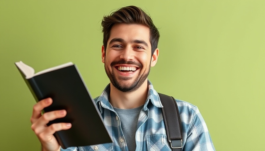 Businessman holding a book, sharing pressure washing business tips in a green indoor setting.