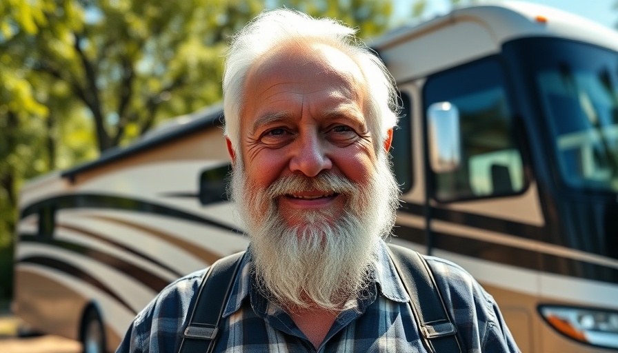 Older man enjoying RV family life on a sunny day