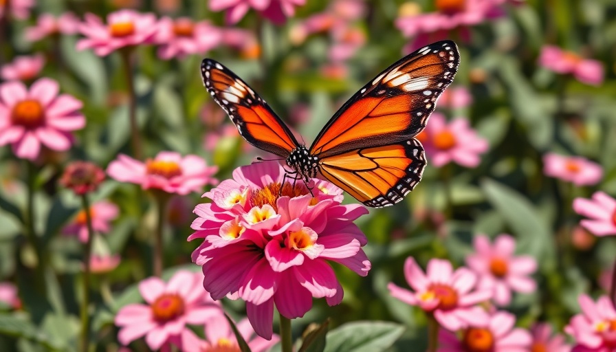 Vibrant butterfly on flowers in Washington garden.