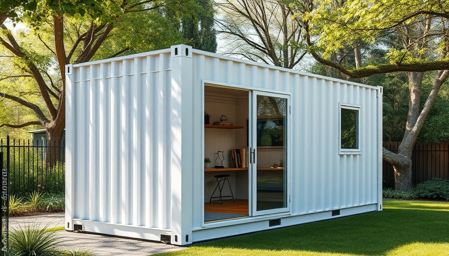 Repurposed storage container creative space in Denver garden.