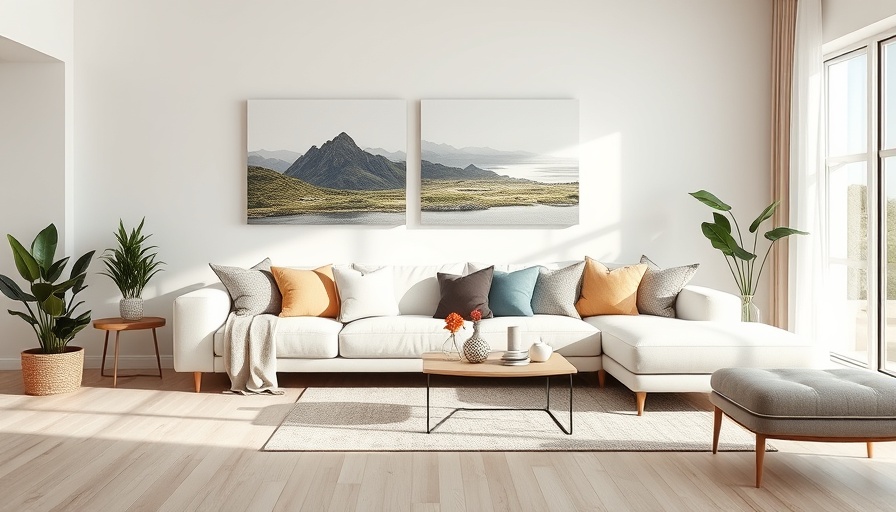 Modern living room with custom canvas prints and elegant decor.