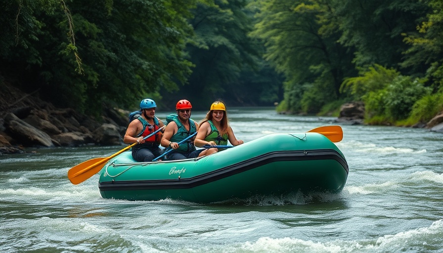 Adventurous group rafting without a guide on a lively river.