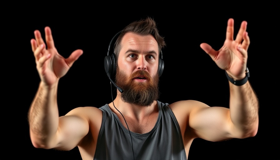 Man explaining business strategies with gestures in a podcast setting.