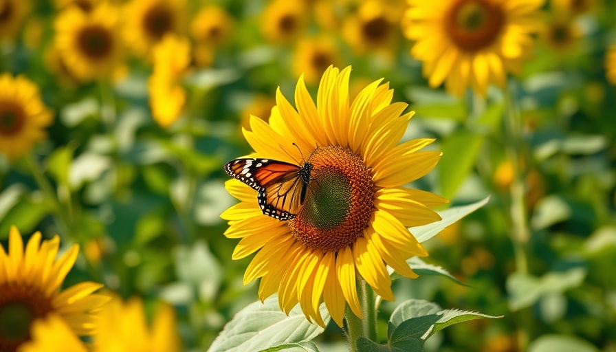 Sunflower with a butterfly, ideal seeds to plant for butterflies
