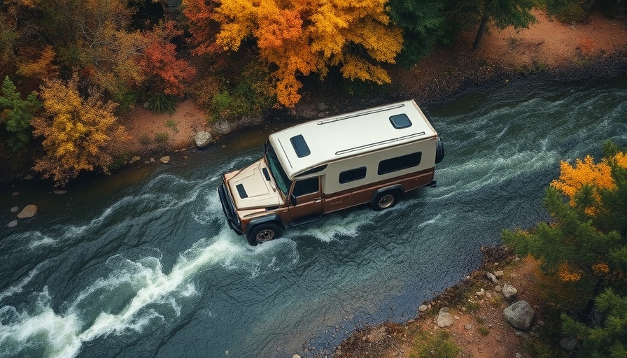 Arial view of off-road camper truck, essential camping gear.