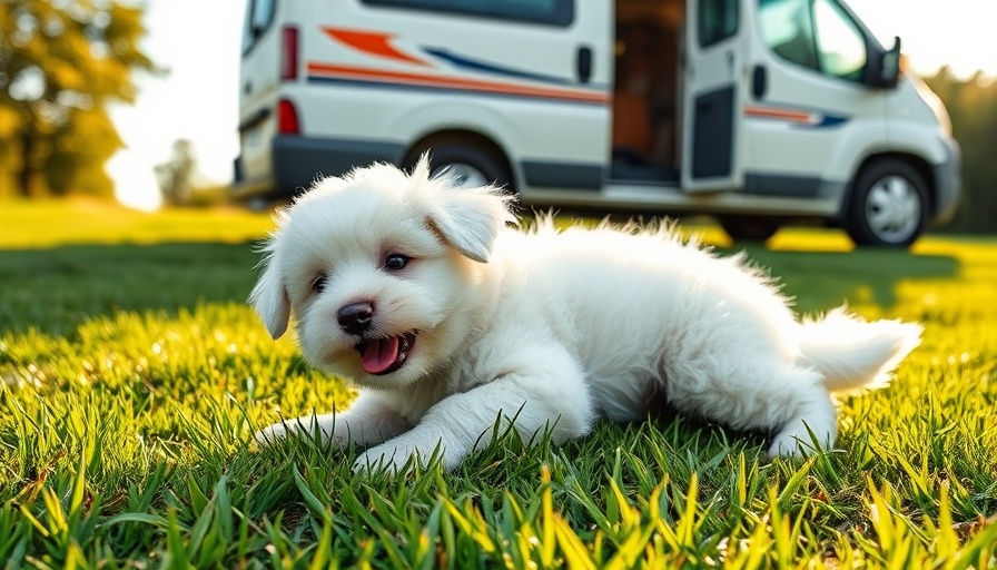 Adopting a dog after loss: Fluffy puppy by campervan