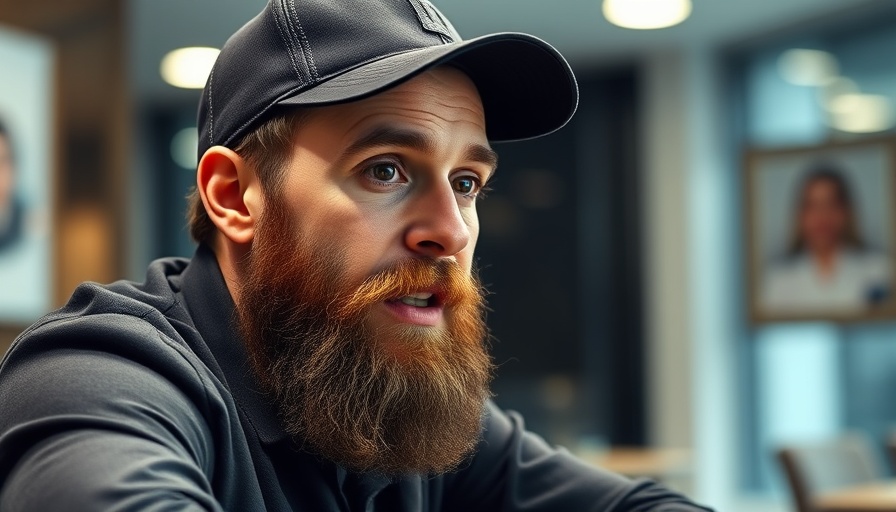 Bearded man discussing sales training tips indoors.