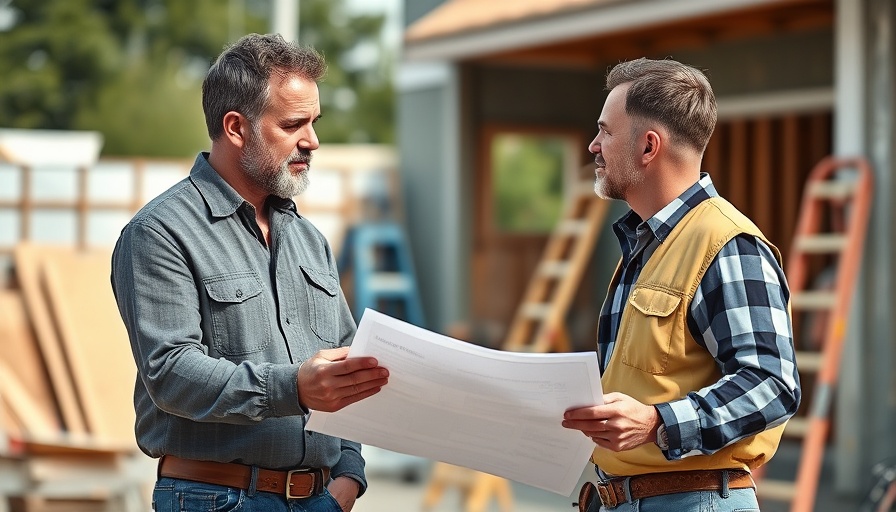 Home renovation experts discussing plans at a construction site.