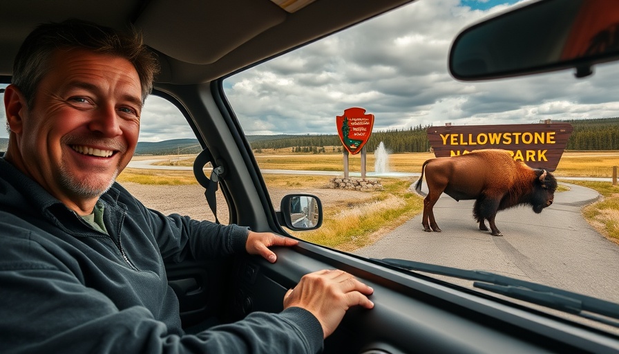Ultimate Yellowstone Road Trip view with bison and park sign