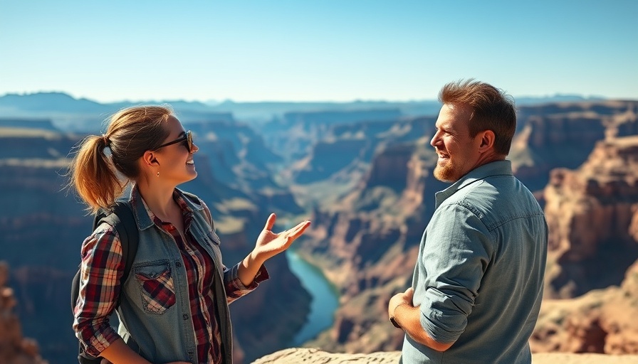 Two people discussing a scenic train ride through Royal Gorge.