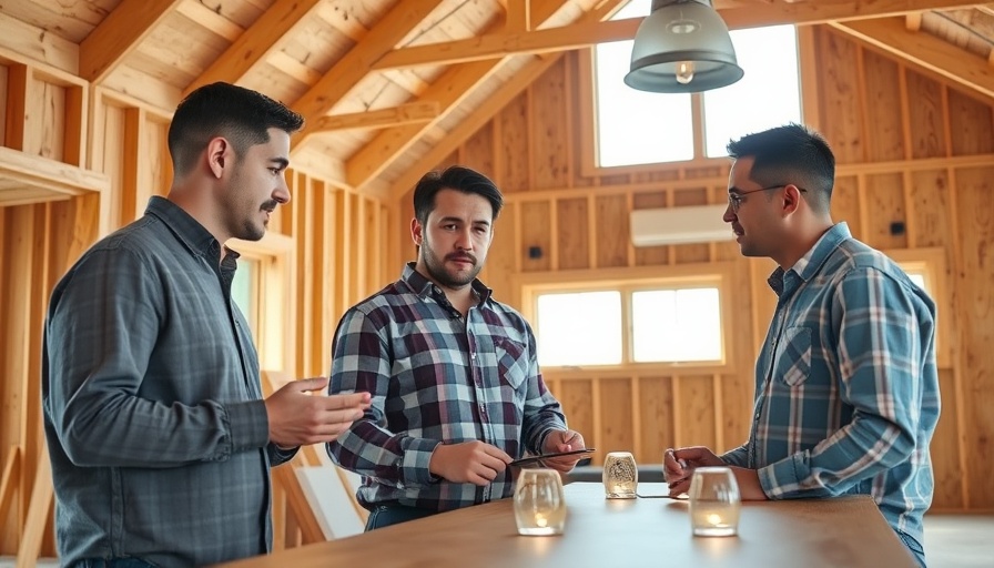 Men planning for recessed lights in under-construction house