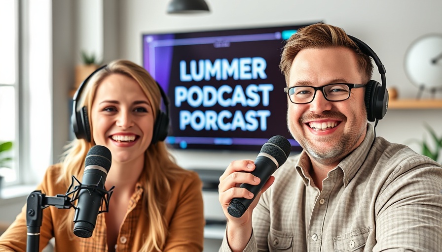 Podcast hosts discussing late summer home projects with digital graphics.