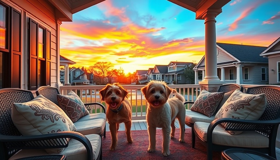 Charming porch with dogs enjoying sunset as part of summer to fall decorating.