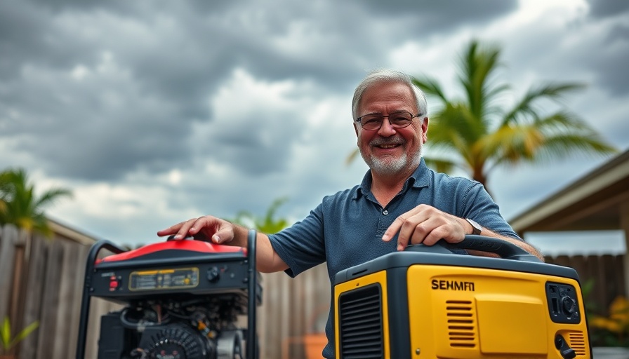 Affordable home backup generator power demonstration in stormy weather.