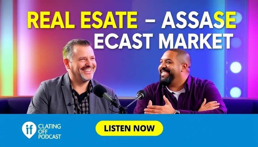 Podcast graphic on navigating a shifting real estate market, vibrant design.