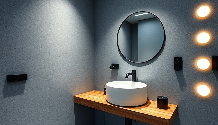Bold colour and texture in bathroom design with lights.