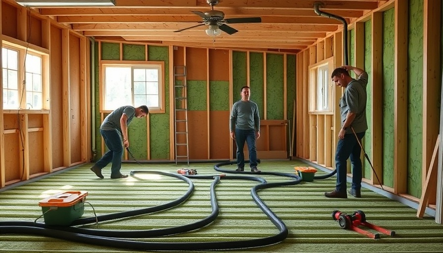 Men installing radiant floor heating in garage, highlighting benefits of radiant floor heating.