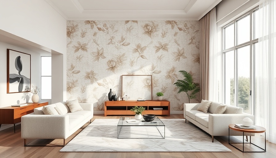Elegant living room with floral wallpaper for home renovation.