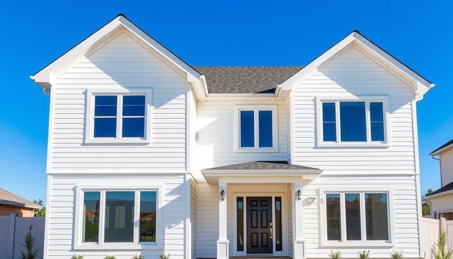 Home renovation with new windows and siding against blue sky.