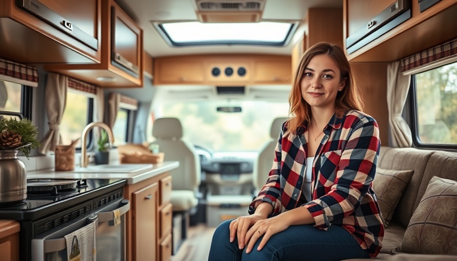 Casual woman in plaid shirt inside an RV, Road Life and Mental Health