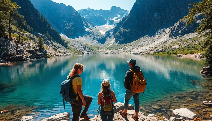 New Adventure travel in the United States with explorers by a lake.