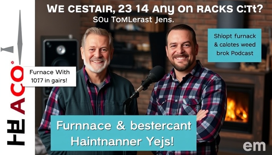 Podcast hosts sharing furnace and fireplace maintenance tips.