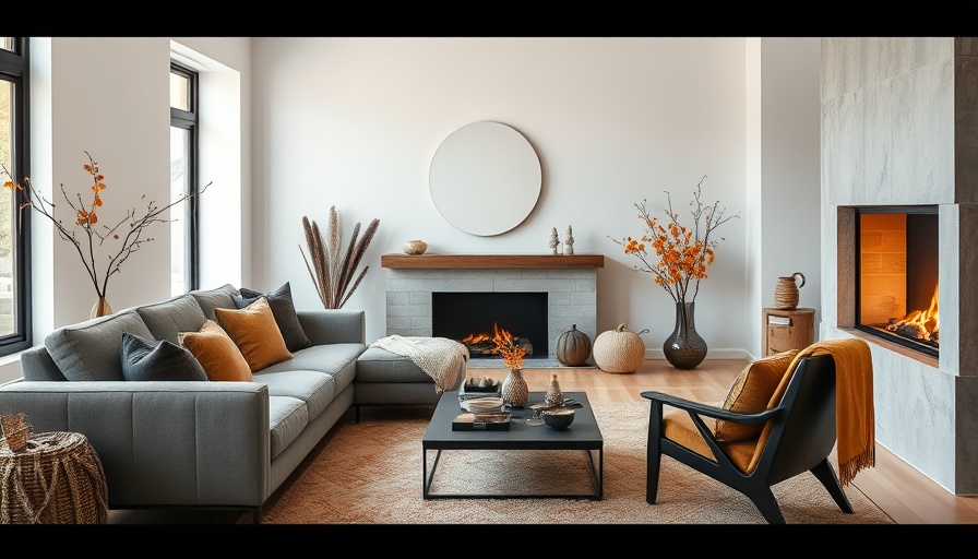 Cozy modern living room with transitional fall decor.