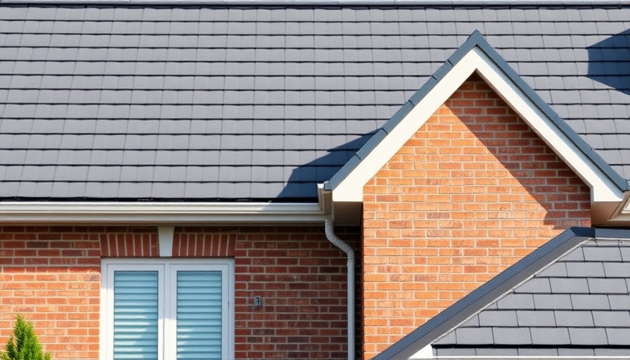 Stylish gray tile roof on brick house - home resale value maintenance.