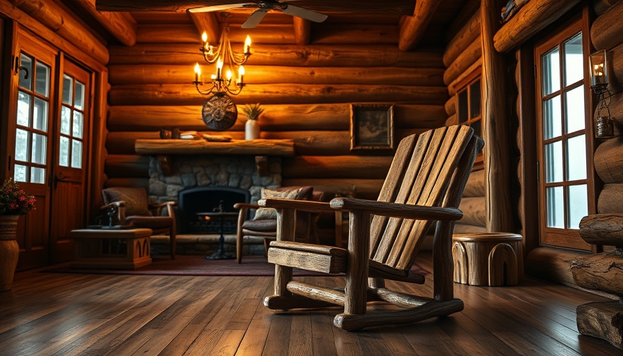 Rainier’s Famous Lodge rustic wooden chair in cozy interior.