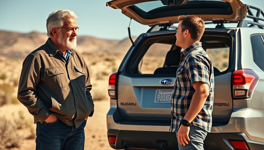 Genius Car Life Hacks for Living Full-Time in a Subaru Forester, conversation beside loaded car.