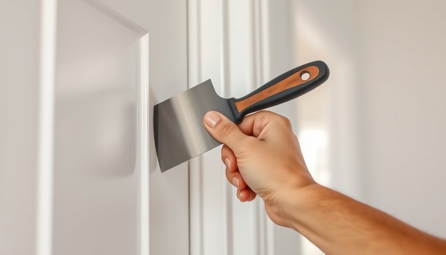 Close-up of hand using a scraper for smart painting tips.