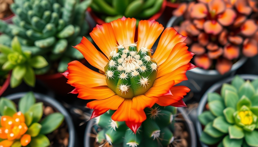 Vibrant peanut cactus in bloom with orange flower, peanut cactus care