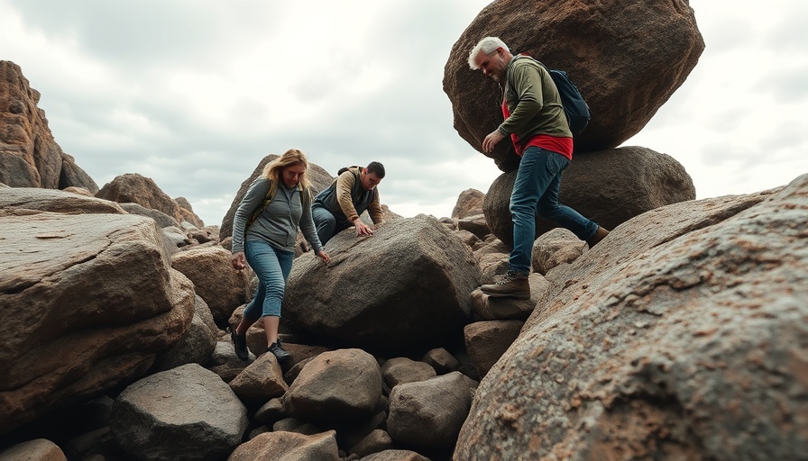Explorers on rocks at Ruby Beach in Olympic National Park.