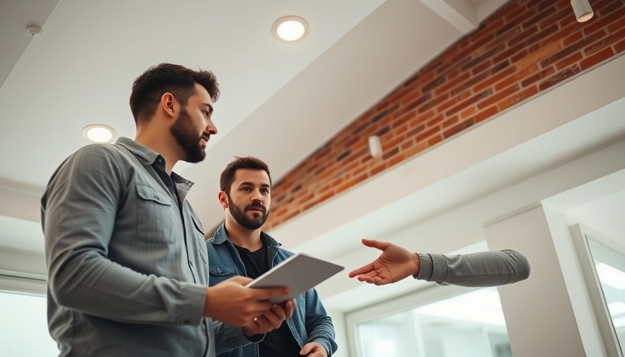 Men discussing recessed lighting for a slanted ceiling in a modern interior.