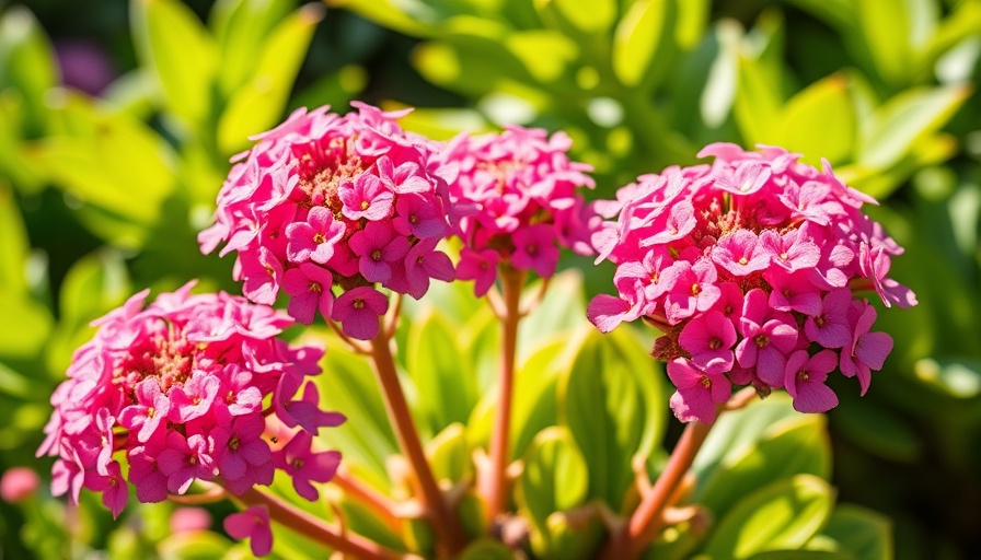 Vibrant pink sedum flowers in sunlight, sedum care tips.