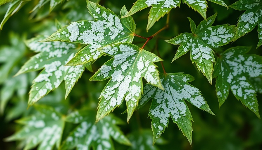 Maple tree leaves with powdery mildew, natural lighting