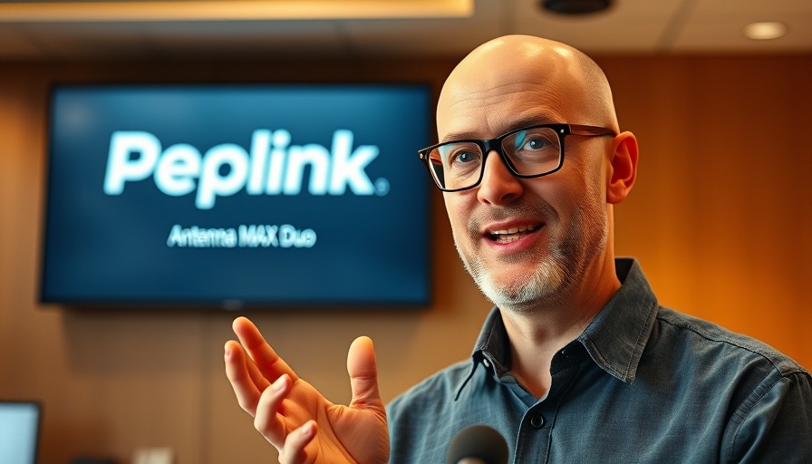 Presentation on Peplink Antenna MAX Duo featuring a speaker.